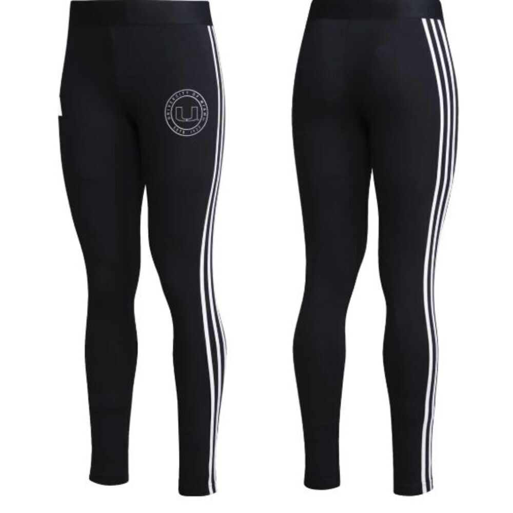 adidas University of Miami Women's Black Leggings S
